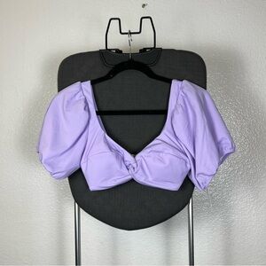 Shade & Shore Light Purple Puff Sleeve Swimsuit Top Size S